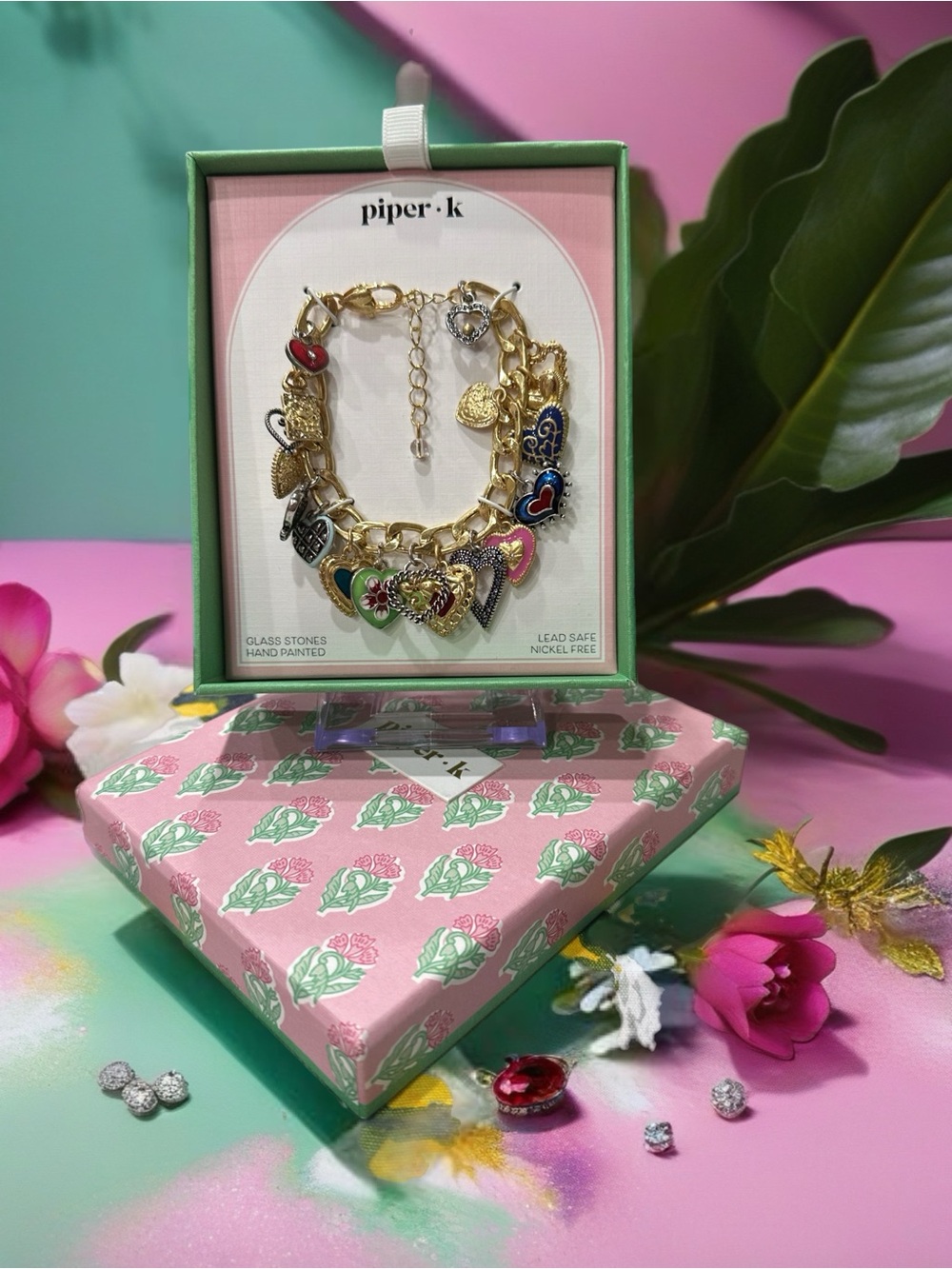 piper•k Gold Heart Charm Bracelet